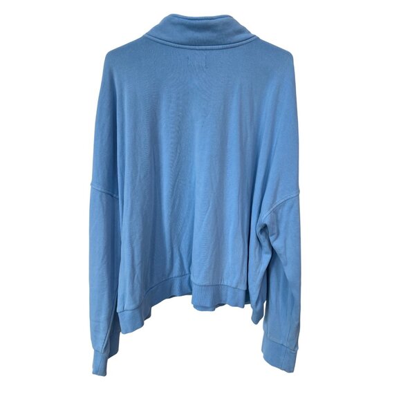 Thread and Supply Fleece Pullover Sweatshirt Plus Sz 3X Long Sleeve Relaxed Blue - Picture 2 of 7